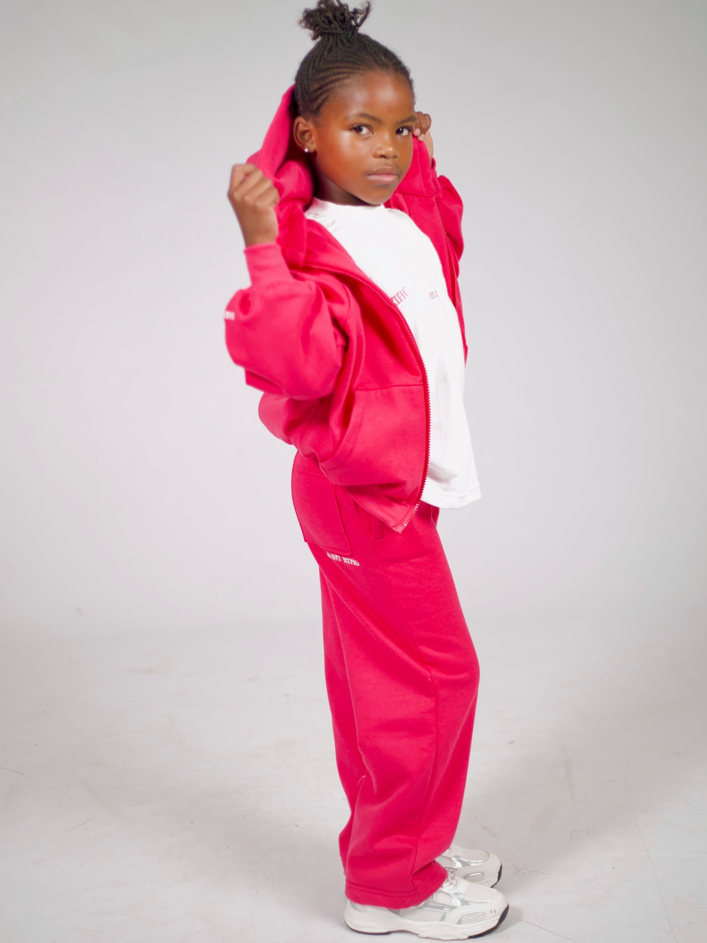 Pink Zip Hoodie and Straight Leg Pants Set