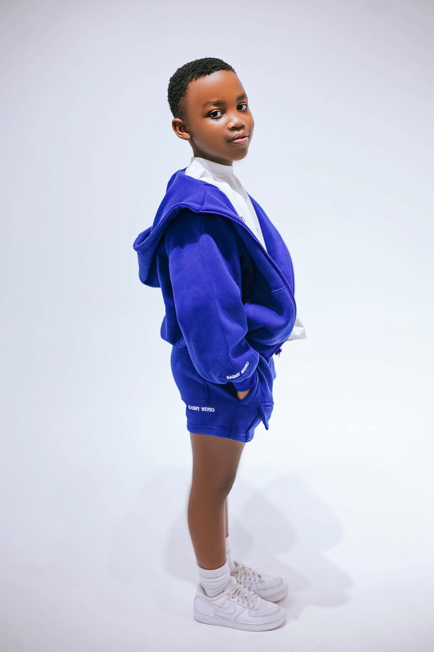 Royal Blue Zip Hoodie and Short Pants Set