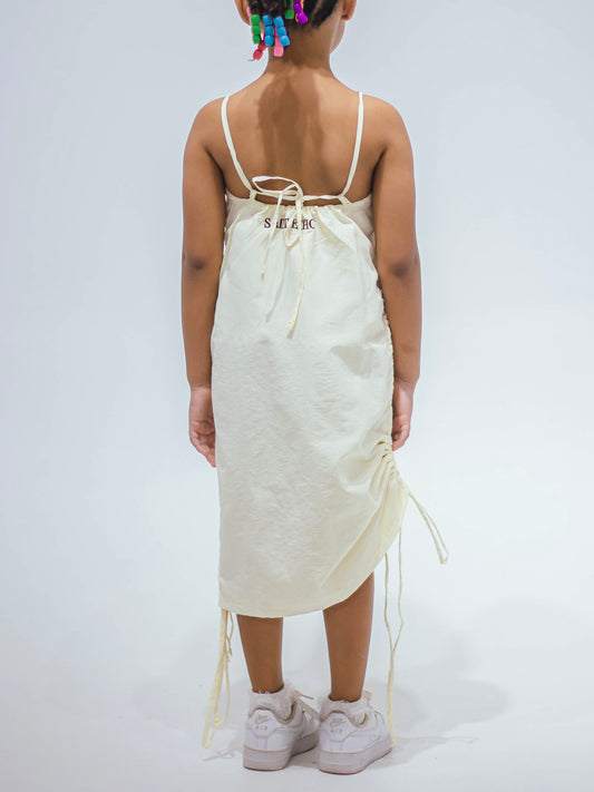 Cream Strap Adjustable dress
