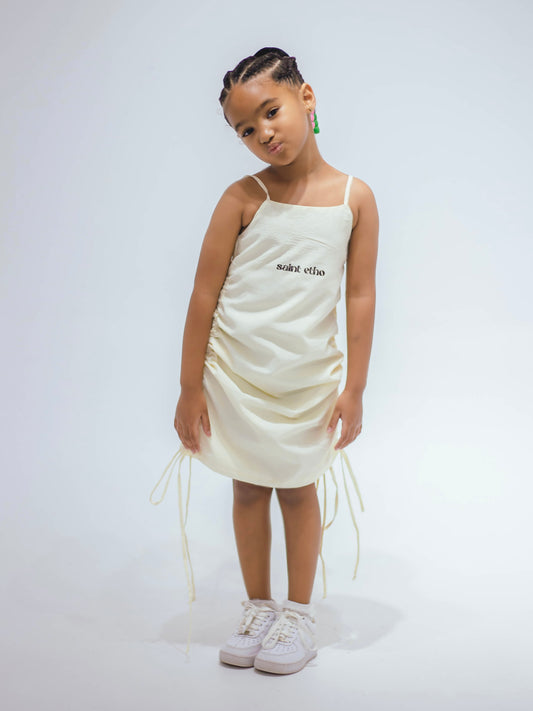 Cream Strap Adjustable dress